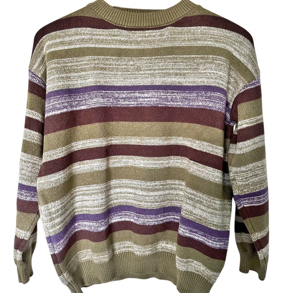 VTG Emmiol Womans‎ Striped Crew Neck Knit Sweater Small Pistachio Green Purple